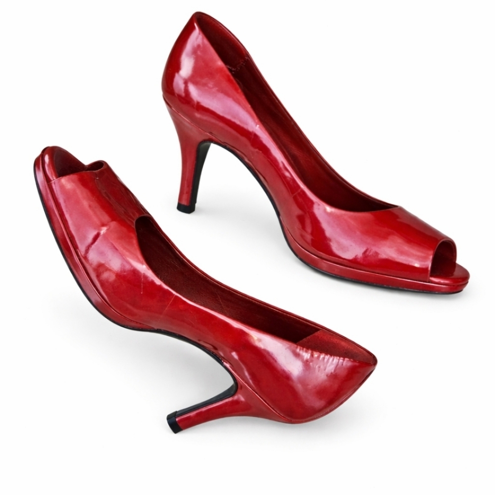 Alex Marie Red Patent Leather Peep Toe Pumps Size 6.5